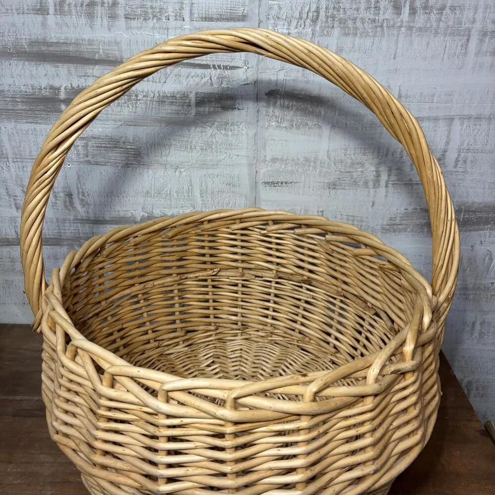 Large Vintage Wicker Single Handle Basket